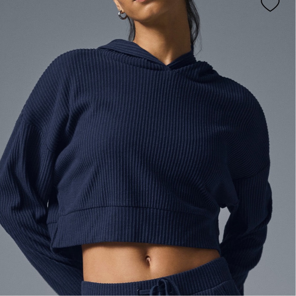 ALO Muse Hoodie Ribbed Navy size Small